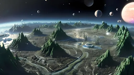 Prompt: Futuristic, physically correct human terraforming other planets, type 2 civilization, space exploration, high-tech terraforming equipment, diverse human settlement, space colonization, ultra-realistic, detailed, futuristic, sci-fi, advanced technology, diverse landscapes, space habitat, realistic humans, precision engineering, high-quality, detailed textures, advanced civilization, space travel, terraformed planets, immersive lighting, space infrastructure