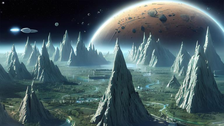 Prompt: Futuristic, physically correct human terraforming other planets, type 2 civilization, space exploration, high-tech terraforming equipment, diverse human settlement, space colonization, ultra-realistic, detailed, futuristic, sci-fi, advanced technology, diverse landscapes, space habitat, realistic humans, precision engineering, high-quality, detailed textures, advanced civilization, space travel, terraformed planets, immersive lighting, space infrastructure