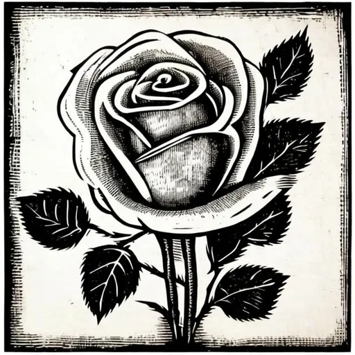 Prompt: woodcut image of a rose
