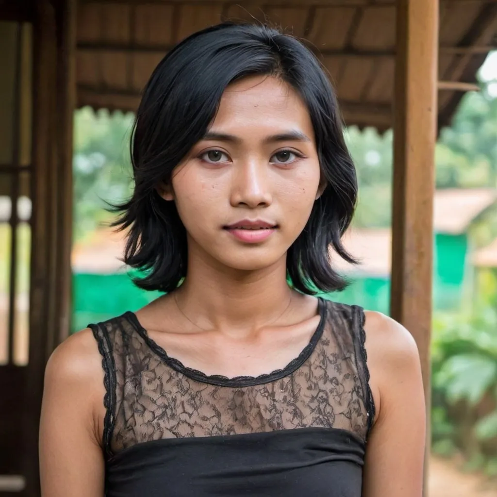 Prompt: myanmar transgender girl in 20s, with shoulderlength black hair
