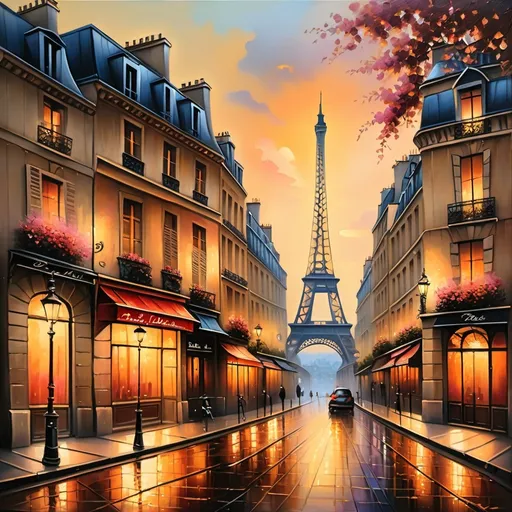 Prompt: paris, romantic view, painting style