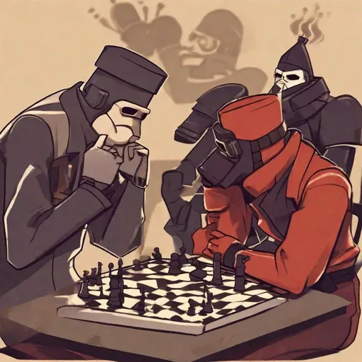 Prompt: Team fortress two pyro playing chess