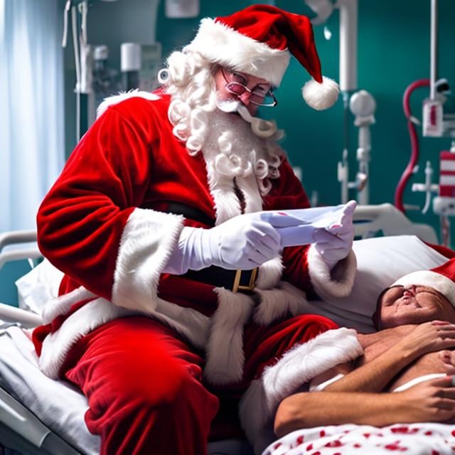 Prompt: Santa in hospital because he smoked to much vape