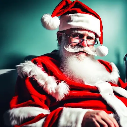 Prompt: Santa in hospital because he smoked to much vape