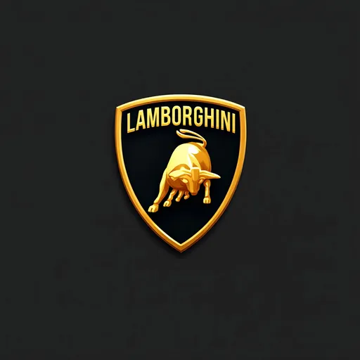 Prompt: Create an emoji-style icon inspired by Lamborghini. The design should feature a sleek, modern interpretation of a Lamborghini supercar, incorporating signature elements like sharp angles, low profile, and scissor doors. Include the iconic golden bull emblem subtly integrated into the design, and use a black and gold color scheme to reflect Lamborghini’s luxury and performance identity. The emoji should be bold, expressive, and easily recognizable at small sizes