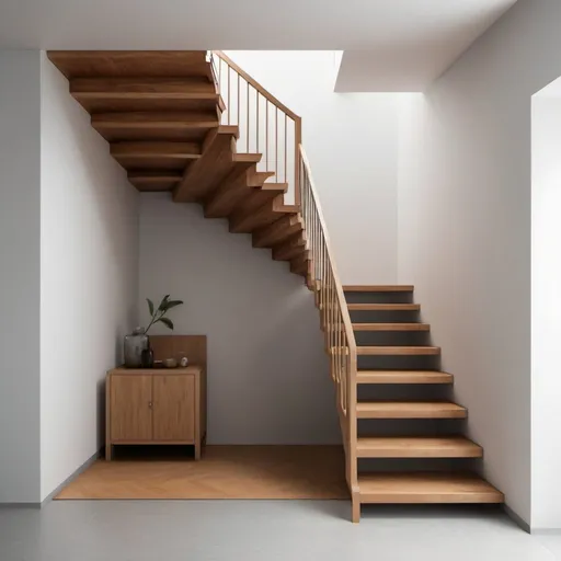 Prompt: Design me a u-shape staircase in a space with the following dimensions : height 2,90m, 
length 2,15 m and width 1,5m
