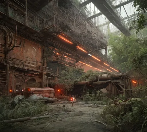 Prompt:  radioactive glow, red hue, very detailed, cinematic, cinematic lighting, ultra detailed, exotic, vivid detail, beautiful soft lighting, life like, photorealism, studio lighting, fantasy, dark, morbide, overgrown, mossy, retro-futuristic, post-apocalyptic, sci-fi, industrial design, construction machine, dirt, jungle, dirty, view from side, photorealistic, high density of details, object rendering, retro-futuristic, post-apocalyptic, industrial design, dirt, dirty, view from side, photorealistic, high density of details, object rendering, realistic, award wining photogrpahy, wide angle, sewers,
