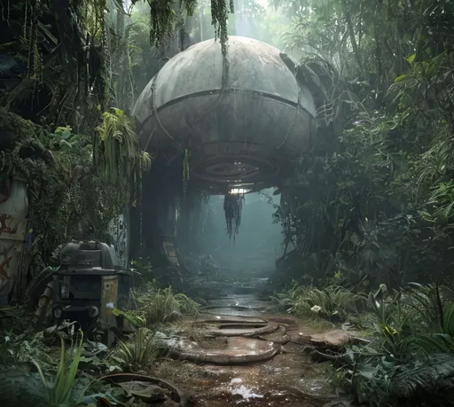 Prompt:  radioactive glow, very detailed, cinematic, cinematic lighting, ultra detailed, exotic, vivid detail, beautiful soft lighting, life like, photorealism, studio lighting, fantasy, dark, morbide, overgrown, mossy, retro-futuristic, post-apocalyptic, sci-fi, industrial design, shrine made at construction machine, dirt, jungle, dirty, view from side, photorealistic, high density of details, object rendering, retro-futuristic, post-apocalyptic, industrial design, dirt, dirty, view from side, photorealistic, high density of details, object rendering, realistic, award wining photogrpahy, wide angle, sewers,