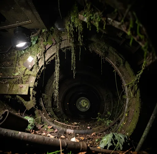 Prompt: dark sewers, dank, underground area, dark, mossy, wet, dripping, moldy, fungus, debris, trash, technical shaft, asymmetric composition, post apocalyptic, overgrown, claustrophobic, narrow spaces, haunted, dim ambient light, low light,diffused lighting, photo realistic, sharpness, in focus