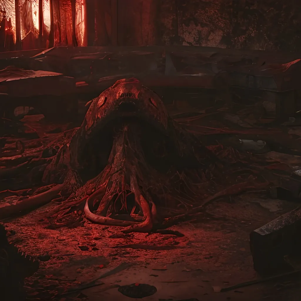 Prompt: ((masterpiece, best quality)),A detailed 8k photograph of a  DEAD CITY OF blood VEINS,ultra realistic, concept art,((highly detailed)),8k,bloody,disgusting,creepy,fleshy texture, gory, disgusting,dripping, has a face hidden in it, blood dripping, alien indoor empty dirty vomit dilapidated night dim lighting red dirty dry dark drain meat flesh nightmare empty blood blob overgrown post apocalyptic