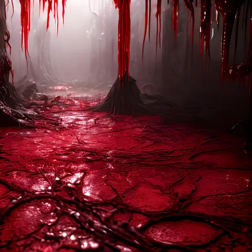 Prompt: ((masterpiece, best quality)),A detailed 8k photograph of a MONSTER MADE WORLD OF blood VEINS,ultra realistic, concept art,((highly detailed)),8k,bloody,disgusting,creepy,fleshy texture, gory, disgusting,dripping, has a face hidden in it, blood dripping, alien indoor empty dirty vomit dilapidated night dim lighting red dirty dry dark drain meat flesh nightmare  empty blood blob 