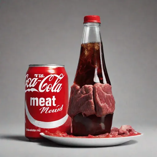 Prompt: A coca cola liquid meat, advertisement 
