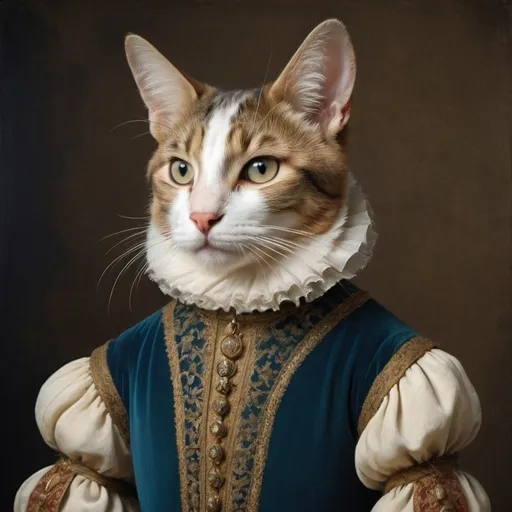Prompt: renaissance animal art in time period clothes