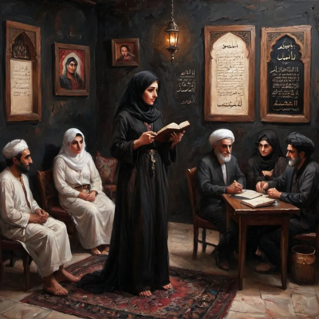 Prompt: Poets Hating on women in Arabic and Persian poetry with old and dark theme