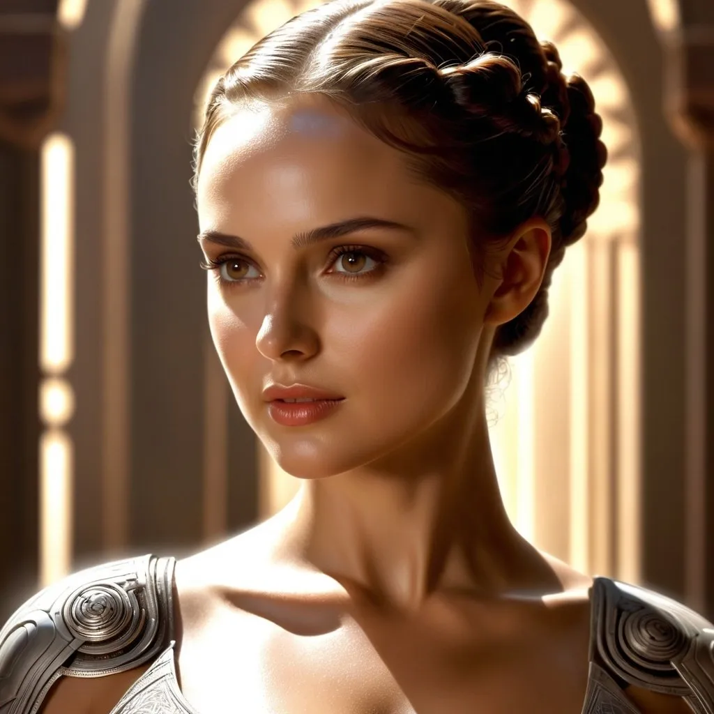 Prompt: Body, Natalie Portman as Padme Amidala, anatomy, bathed in light, highly detailed, photorealistic, smooth, sharp focus, illustration, full body, fit, highly detailed, digital photography, highest quality masterpiece, award winning, hyper-realistic, intricate, 128k, UHD, HDR, photojournalism, highly detailed face, hyper-realistic facial features, perfect anatomy in perfect composition of professional, long shot, sharp focus photography, cinematic 3d volumetric, skintight clothes
