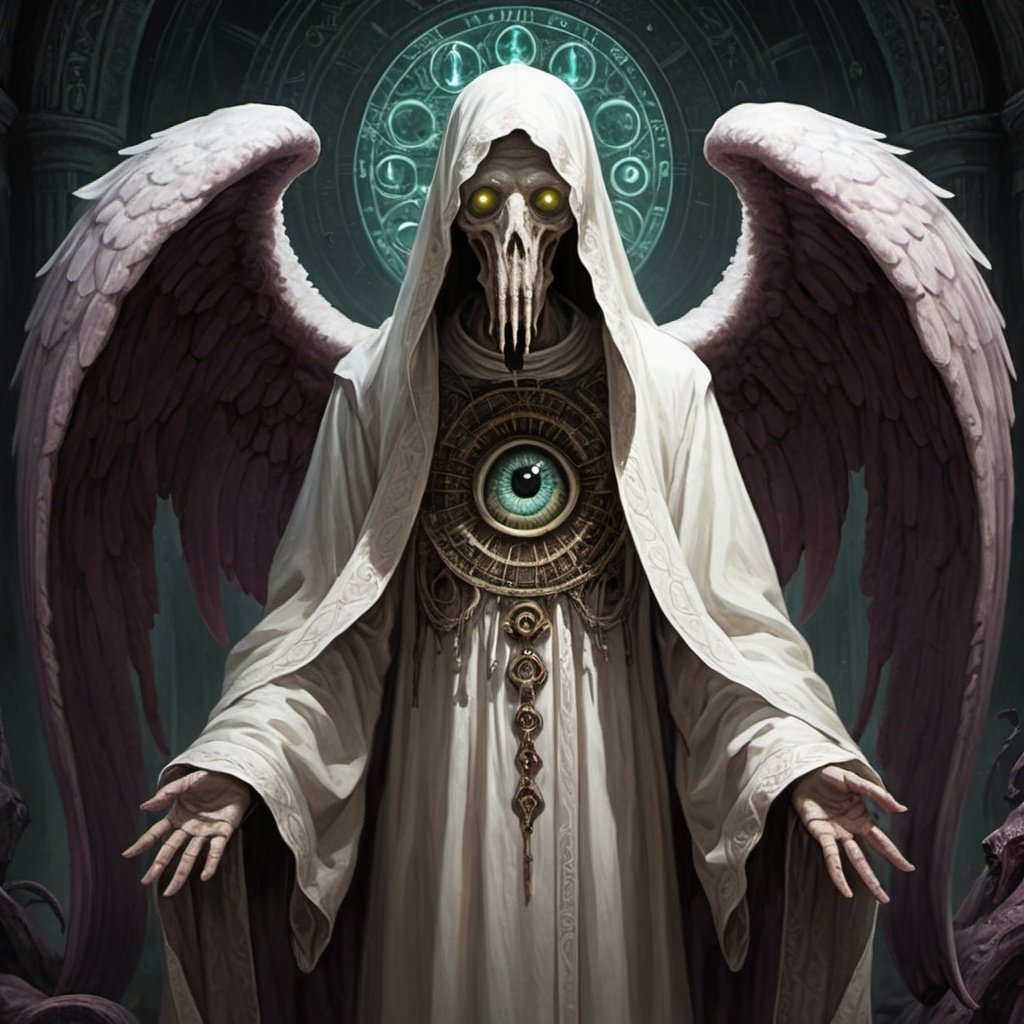 hyper realistic, grim reaper as angel of death with