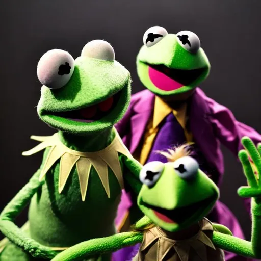 Prompt: Muppets Kermit the frog lsd monster evil dark