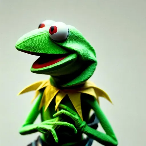 Prompt: Psycho Kermit the frog