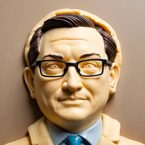 Prompt: pierre poilievre made out of dough. Make his face be made out of dough. Less features than what you've given me, I want vague dough-nes. I want to feel the texture