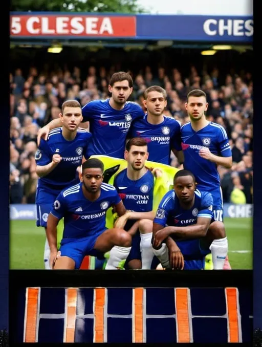 Prompt: A photo of the Chelsea team after a 5-0 defeat