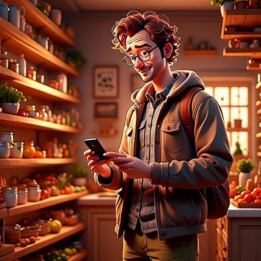 Prompt: <mymodel>

Thomas, m standing in front off half filled pantry, , looking at his phone), happy expression, making a shopping list on his phone,   cozy ambiance, modern kitchen pantry, open half filled fridge and pantry, minimalistic design elements, warm lighting, soft color tones, inviting atmosphere, culinary inspiration, ultra-detailed, high-resolution, realistic textures, comfortable and relaxed environment.

