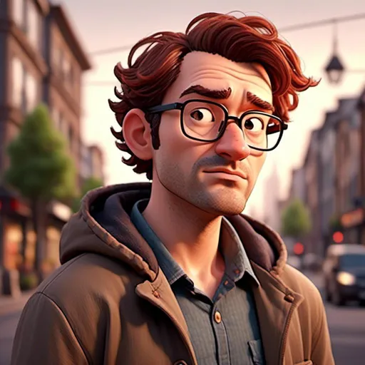 Prompt: <mymodel> thomas, 34-year-old man with glasses, messy brown hair,  casual attire,  looking sad,  inviting atmosphere,4K ultra-detailed image, focusing on the everyday life of a professional.,  happy expression,  ,  ultra-detailed, high-resolution, realistic textures, professional but relaxed environment.