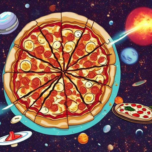 Prompt: pizza in space