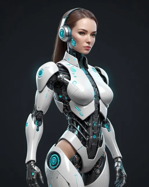 Prompt: cybernetic agent, 3d character, full-body digital illustration, high quality, detailed texture, high-res, trending on artstation, front view, side view