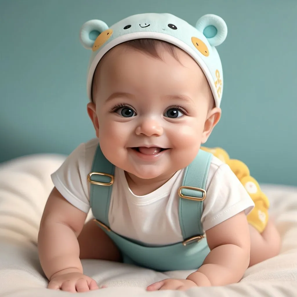 Prompt: cute smiling baby, wearing cute outfit, gentle lighting, high quality, detailed, realistic