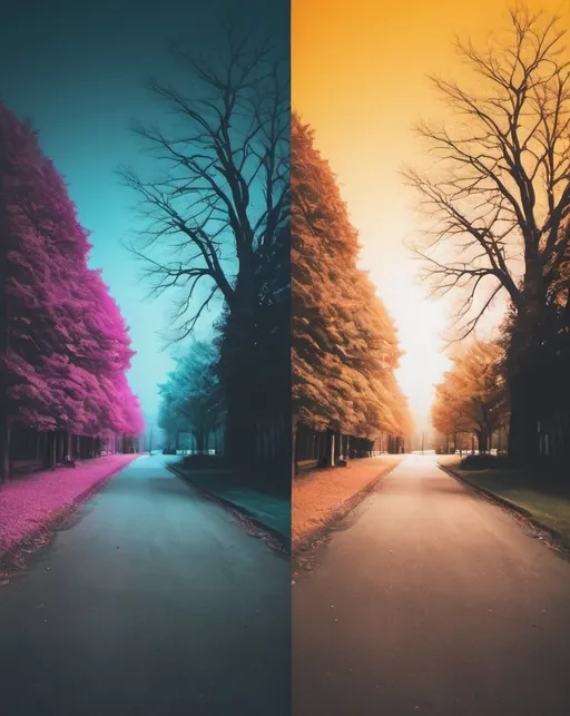 Prompt: color shift image style, left and right contrast