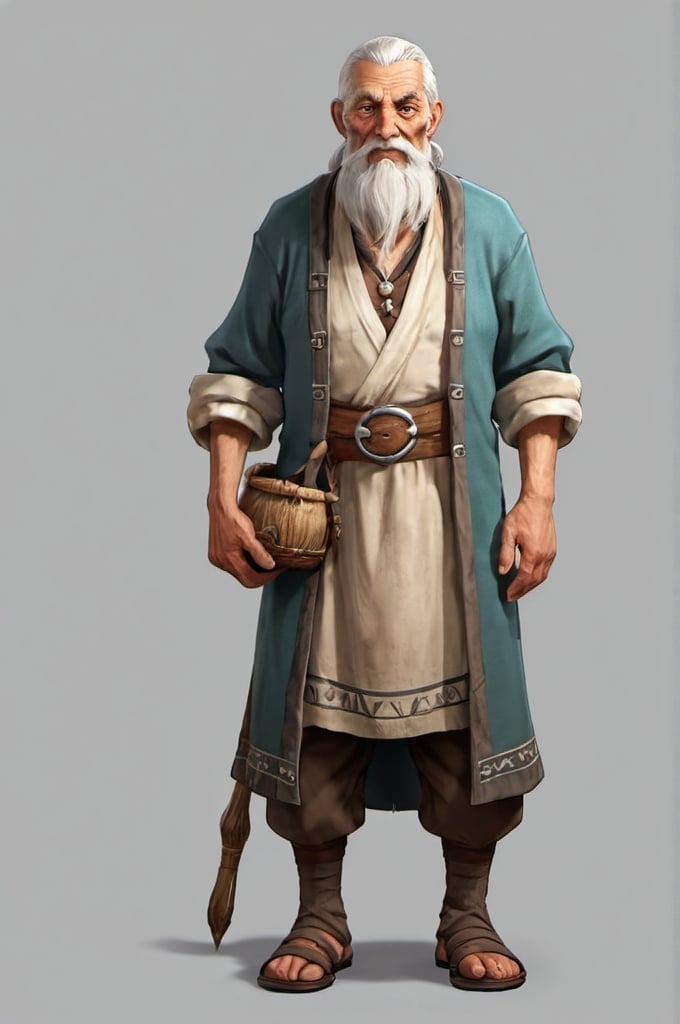 Prompt: village elder game character, game npc, digital illustration, full body