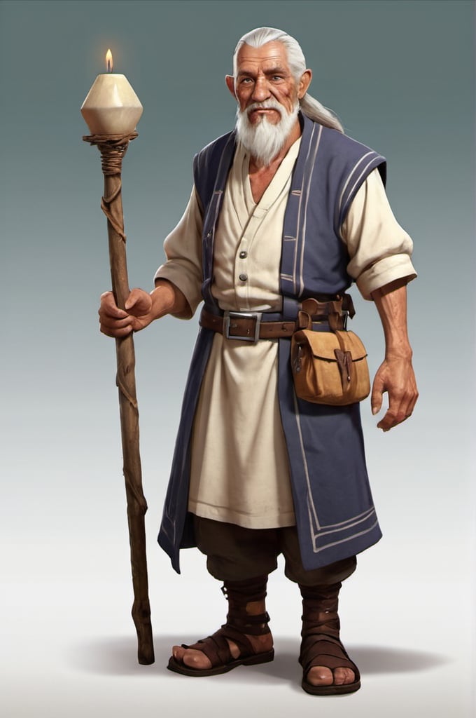 Prompt: village elder game character, game npc, digital illustration, full body