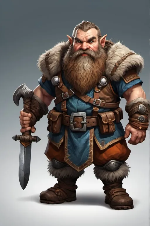 Prompt: mountain dwarf, game character, game npc, digital illustration, full body, high resolution, detailed texture, high quality,  clean background