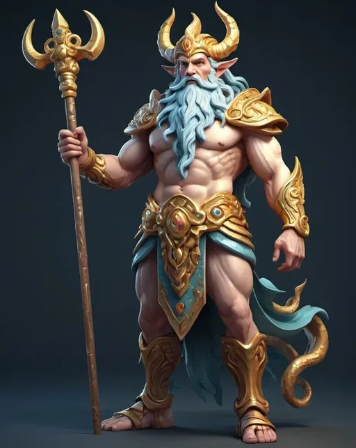 Prompt: mythical god, 3d character, full-body digital illustration, high quality, detailed texture, high-res