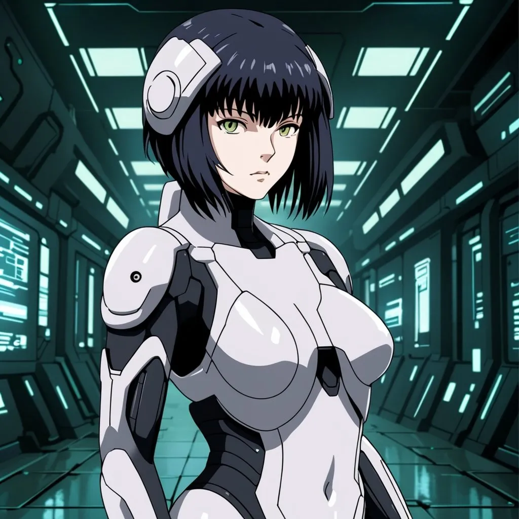 Prompt: futuristic warrior girl, ghost in the shell anime