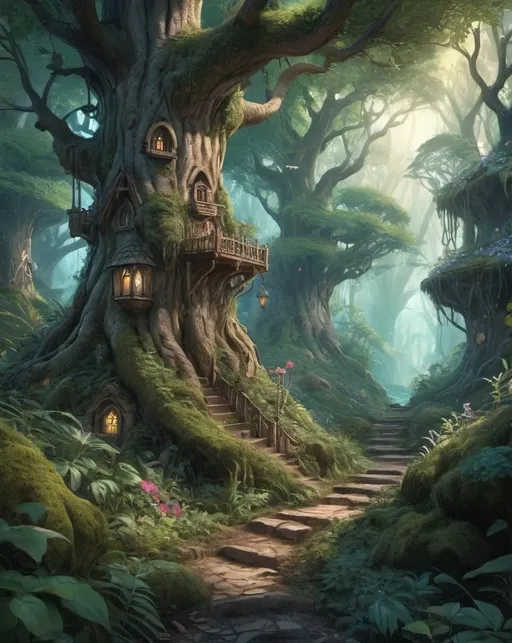 Prompt: enchanted forest, highly detailed scene, fantasy art, digital illustration, dnd