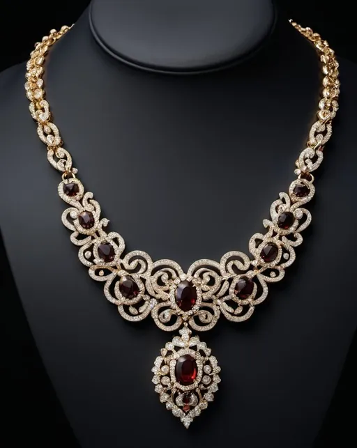 Prompt: Luxury Necklace, dark background, commercial photograph, professional, highly detailed
