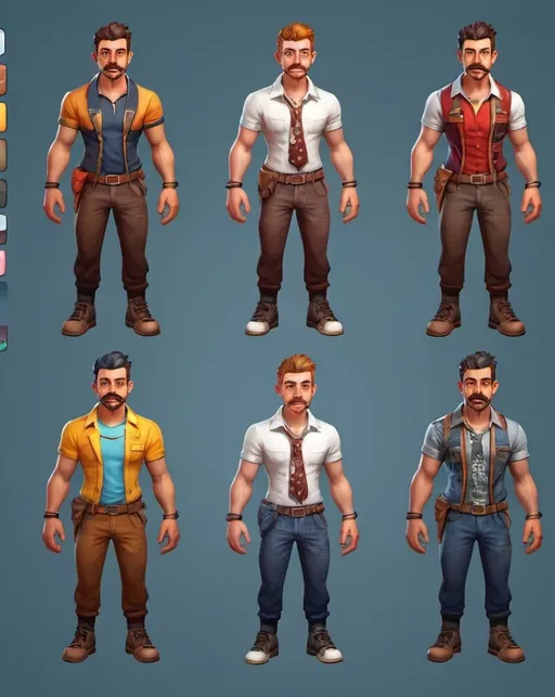 Prompt: different character skins, game asset