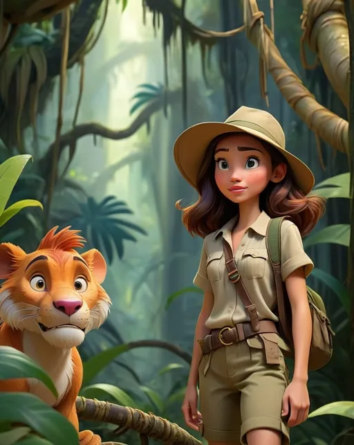 Prompt: Disney style adventure journey, jungle adventure