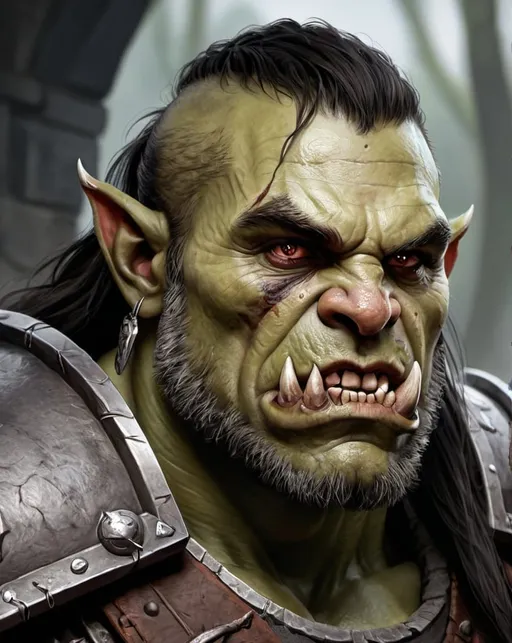 Prompt: Orc Warlord, hyper-realistic character portrait, fantasy character art, illustration, dnd
