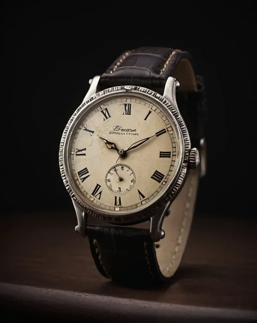 Prompt: vintage watch, dark background, commercial photograph, professional, highly detailed