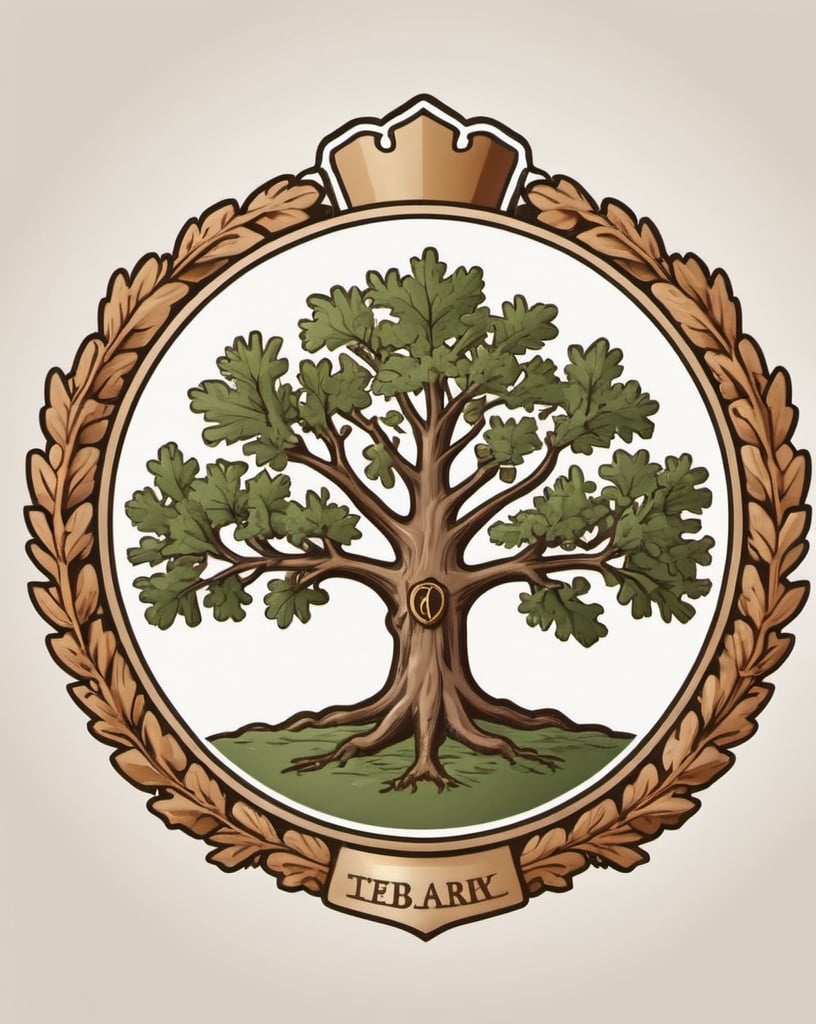 Prompt: oak tree emblem, family crest, high quality