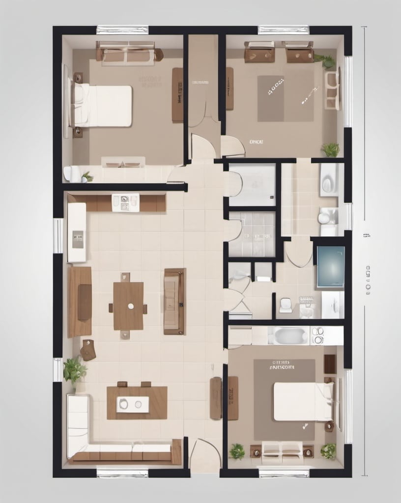 Prompt: Studio apartment floorplan, 2D vector illustrations, high quality, detailed layout, modern design, professional style, minimalistic, precise lines, clean and crisp, organized space, neutral color palette, top-notch, well-crafted, artistic floorplan, spacious layout, accurate representation, high-res, polished, architectural, detailed apartment, clear and precise, professional vector illustration, organized and efficient, minimalistic design