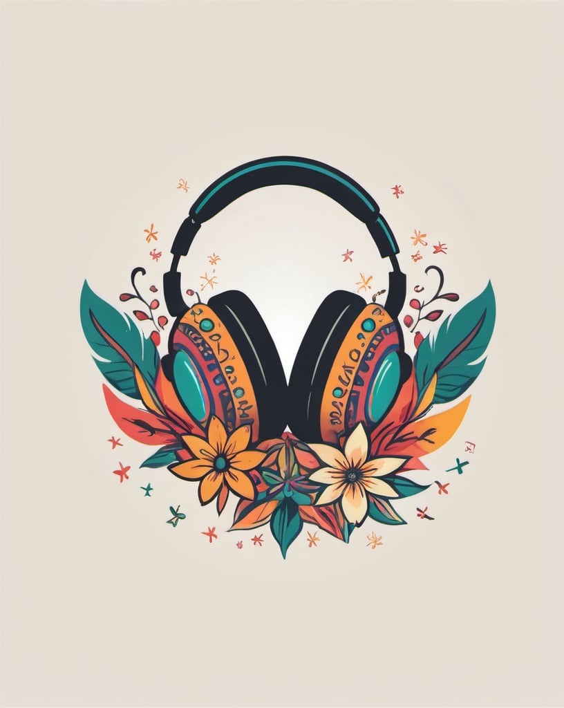 Prompt: festival inspired design, vector, print on demand, POD, clean background