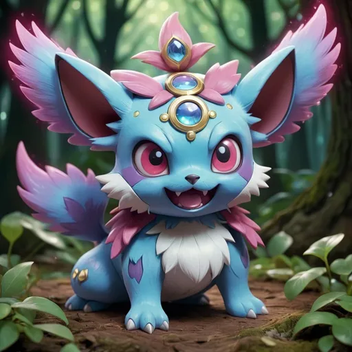 Prompt: mystic pokemon, cute and mysterious magical, whimsical, enchanting effects, highly detailed, highres