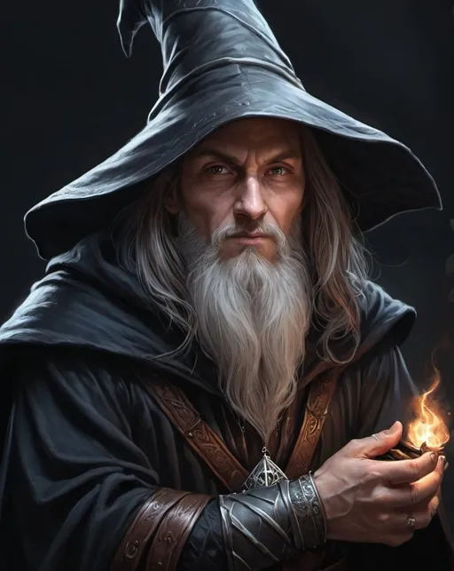 Prompt: Dark Wizard, hyper-realistic character portrait, fantasy character art, illustration, dnd