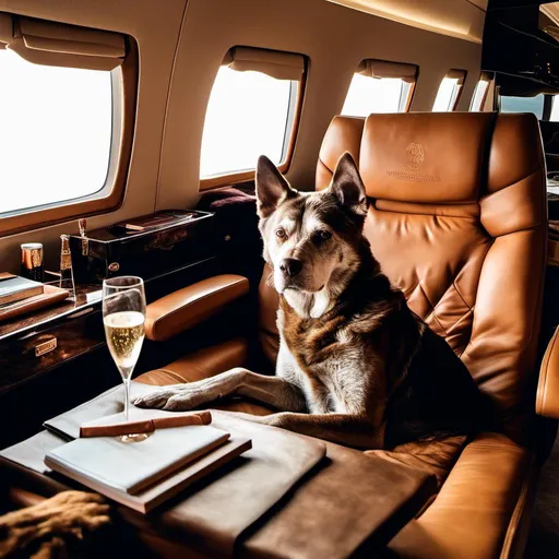 Prompt: <mymodel> chilling in a private jet, sunglasses on, sipping champagne, luxury, hermes, leather seats, luxurious details