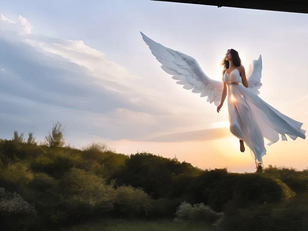 Prompt: Beautiful woman is an angel of light 