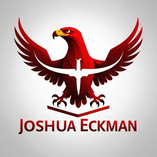 Prompt: Create a publisher logo for Joshua Eckman with a Red Eagle and my name