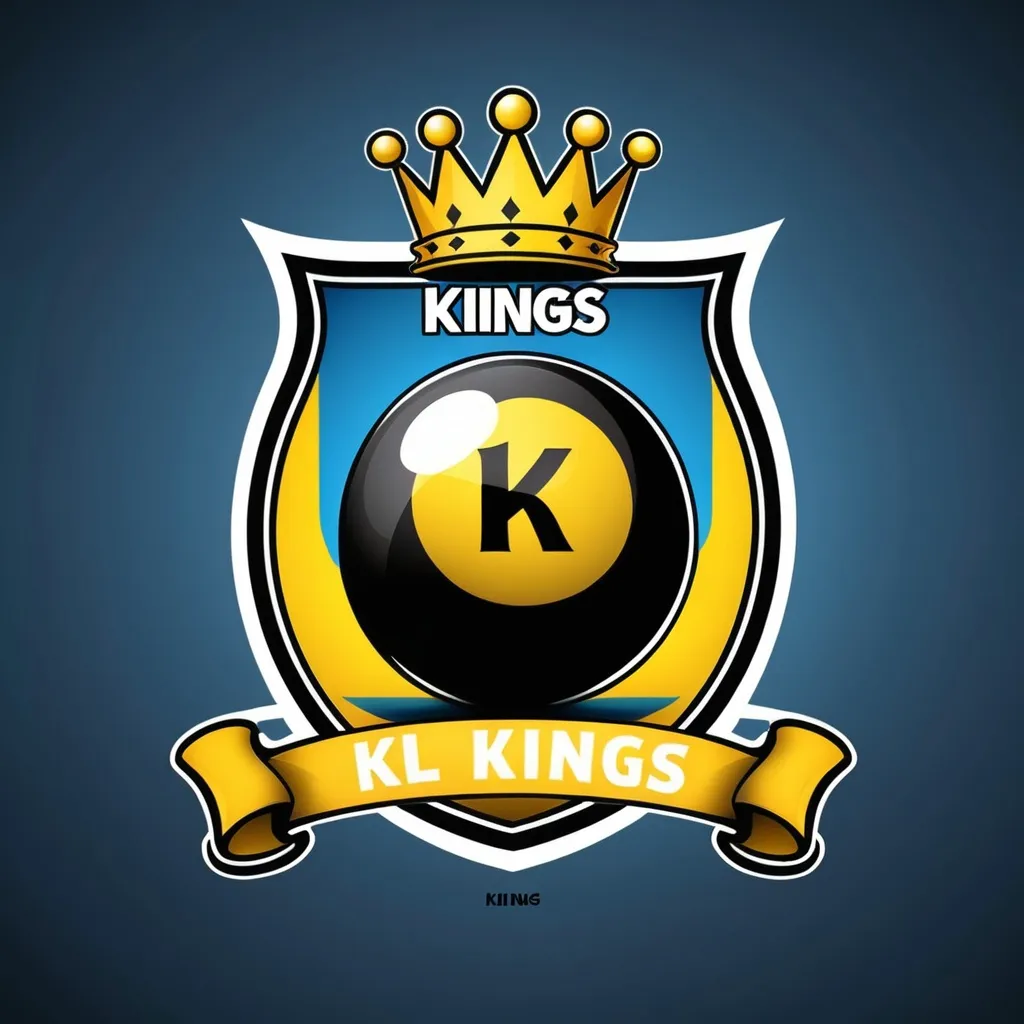 Prompt: Create a logo for shirt for a pool team from kuala lumpur called "KL Kings". Include a black 8 ball, yellow 9 ball and blue 10 ball. Incorporate a malay theme
